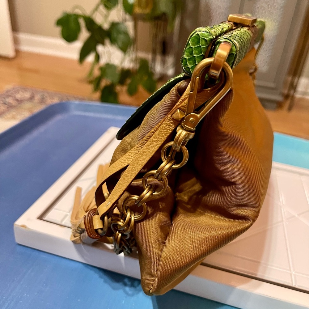 Prada Exotic Green & Brown Python Microfiber Bag - Picture 11 of 16